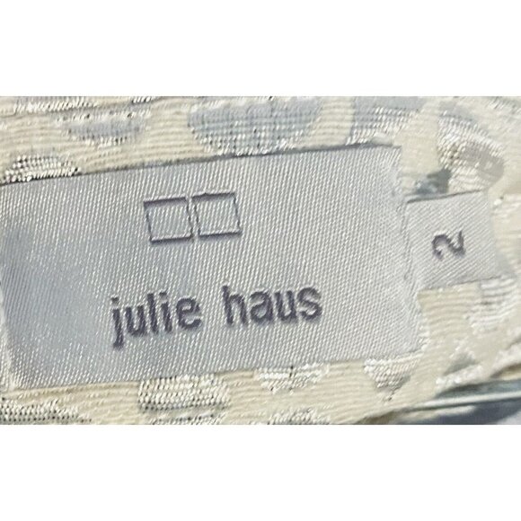 Julie Haus Teardrop Skirt Womens 2 Mini Kangaroo Pocket Silver Metallic Boho - Picture 5 of 7